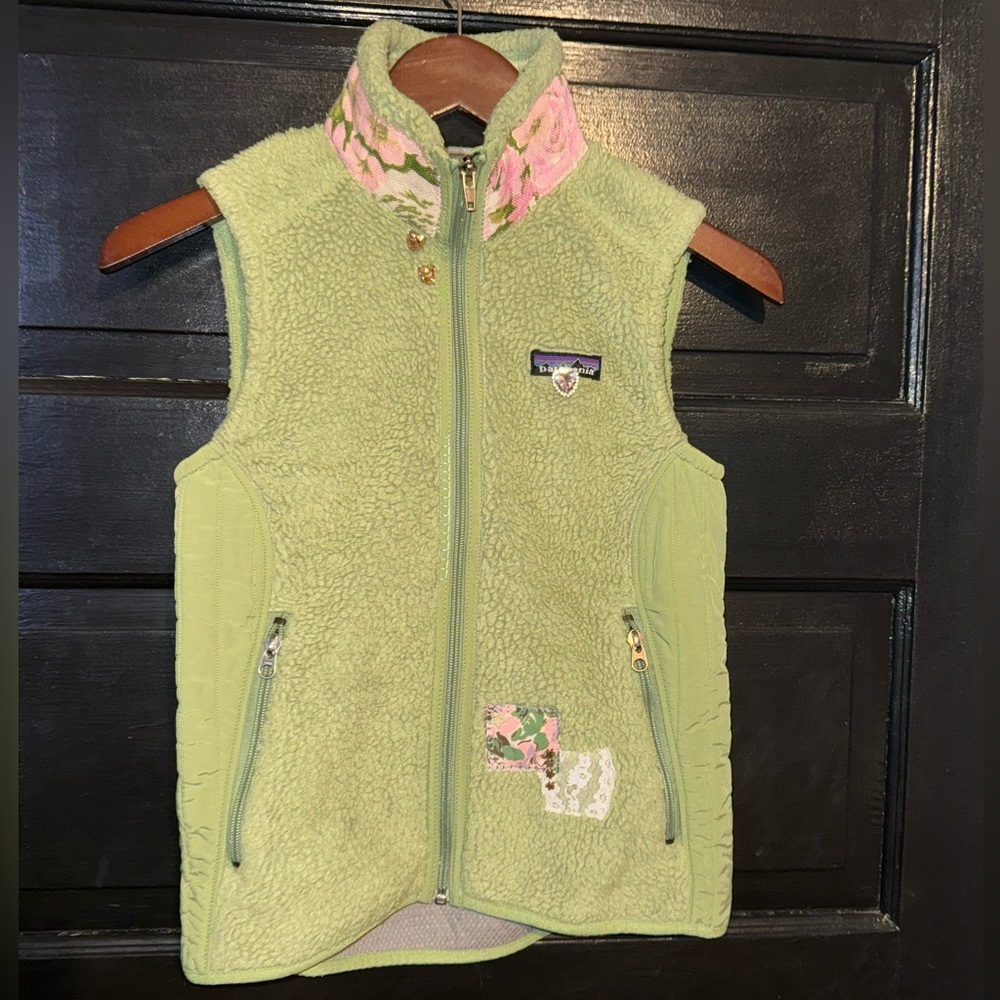 Patagonia Upscycled LoveShackFancy floral Sherpa Vest